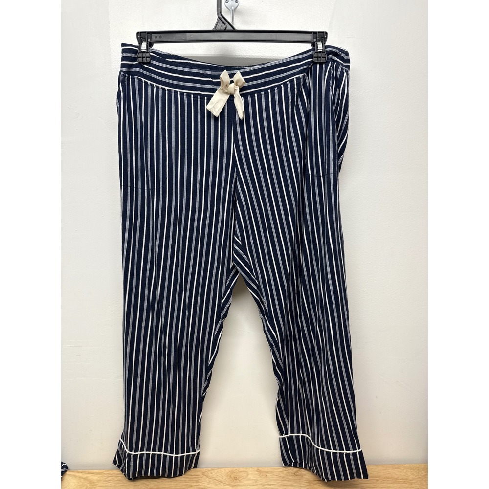 Soma Pajama Set Womens XL Navy White Striped Button Top & Pants Loungewear #49 - Picture 9 of 9